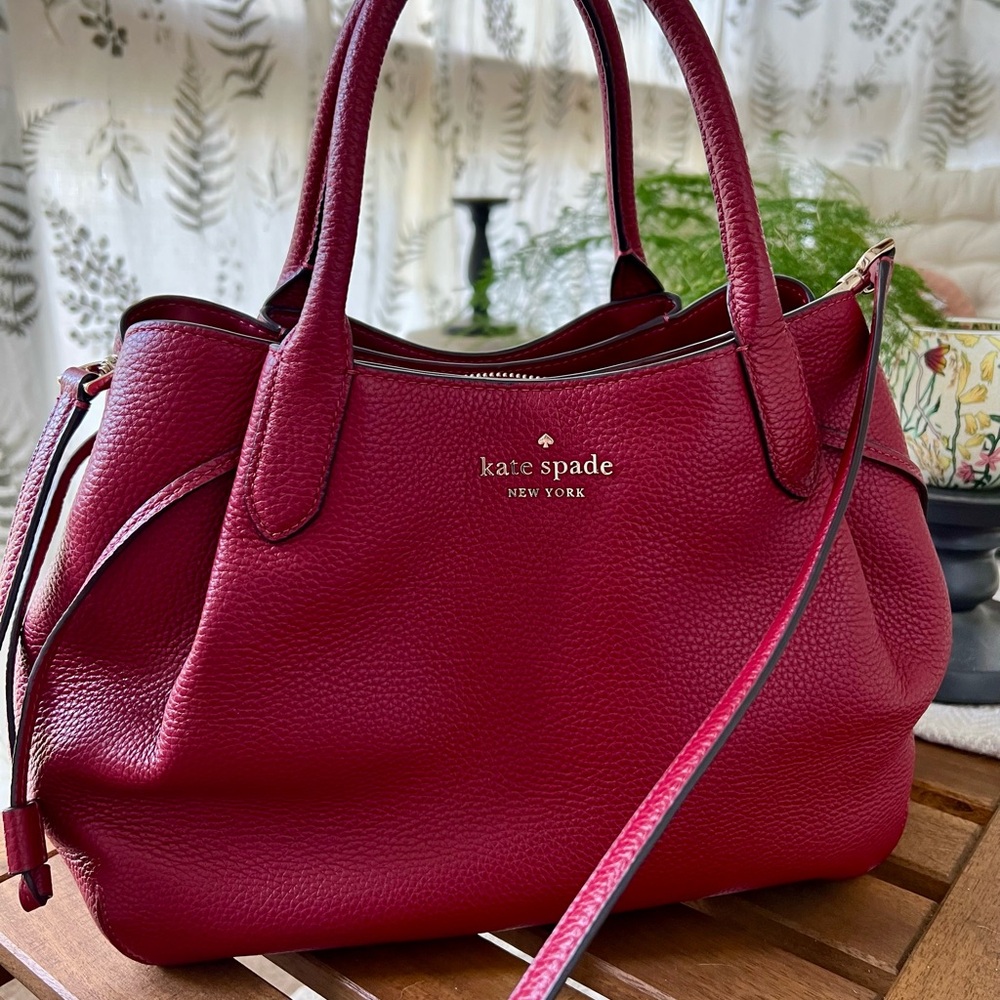 Kate Spade Red Leather Dumpling Satchel with Structured Design